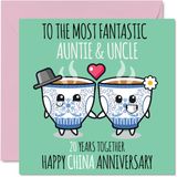 Leuke China verjaardag kaart voor tante & oom - 20 jaar samen - Gelukkige 20e bruiloft verjaardag kaarten voor oom tante, 145mm wenskaarten jubilea