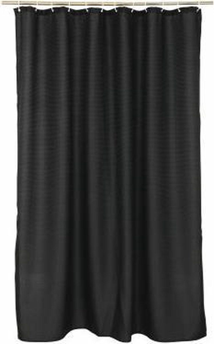 Livetti Douchegordijn - 180x200 - Quartz Zwart - Inclusief Ringen - Polyester