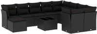 vidaXL 11-delige Loungeset met Kussens, Zwart, Poly Rattan