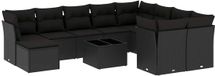 vidaXL 11-delige Loungeset met Kussens, Zwart, Poly Rattan