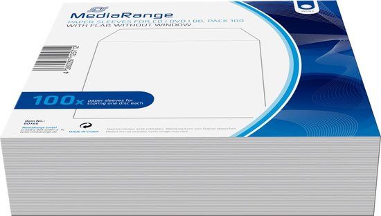 MediaRange Papieren CD/DVD hoesjes met insteek flap 100 stuks