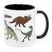 Close Up Dino mok keramiek - kinderbeker dinosaurus, ongeveer 350 ml, wit, zwarte binnenkant handvat