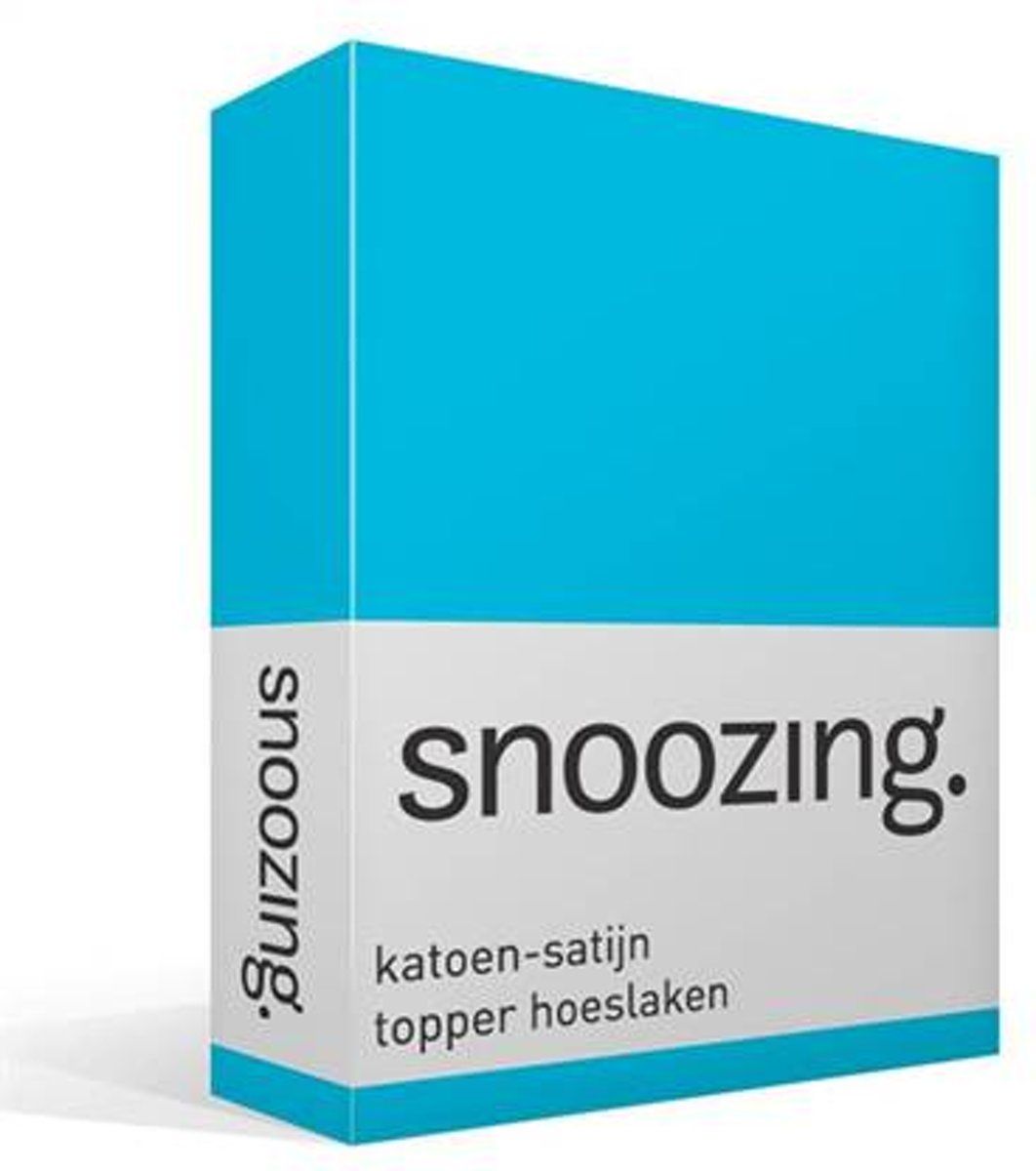 Snoozing Katoen-satijn Topper Hoeslaken - Lits-jumeaux (200x220 cm) - Blauw