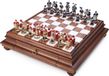 Jeu d'échecs italien Landsknecht avec échiquier marbre/bois 46