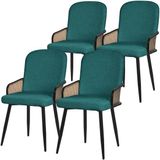 ML-Design Eetkamerstoelen set van 4 petrol met arm & rugleuning, gestoffeerde stoelen voor eetkamer & keuken