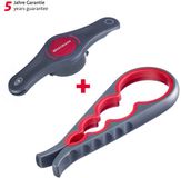Westmark set, 2 stuks: 1 multifunctionele/dekselopener + 1 combi-opener, hoogwaardige kunststof/staal, Moby Dick/propeller, antraciet/rood, 105122E6