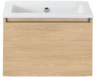 BES LED Frozen Badmeubelset 60 cm - Greeplijst in Kleur - Casella Oak - Keramische Wastafel Wit Zonder Kraangat