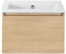 BES LED Frozen Badmeubelset 60 cm - Greeplijst in Kleur - Casella Oak - Keramische Wastafel Wit Zonder Kraangat