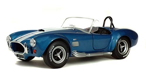 Solido S1850017 Cobra MKII 427 – 1:18 Model 1965, Die-Cast, metaal, metallic blauw met witte sierstrepen en chroomdelen