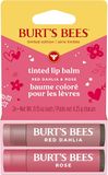 Burt's Bees Tinted Lip Balm Duo, cadeauset in gelimiteerde oplage met roos en rode dahlia, hydraterende lippenbalsem, 2 x 4 g