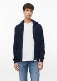 s.Oliver - Hommes - Gilet en maille à capuche - Bleu marine - Coton - Taille L