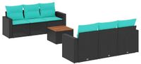 vidaXL 7-delige Loungeset met kussens polyrattan zwart