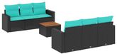 vidaXL 7-delige Loungeset met kussens polyrattan zwart