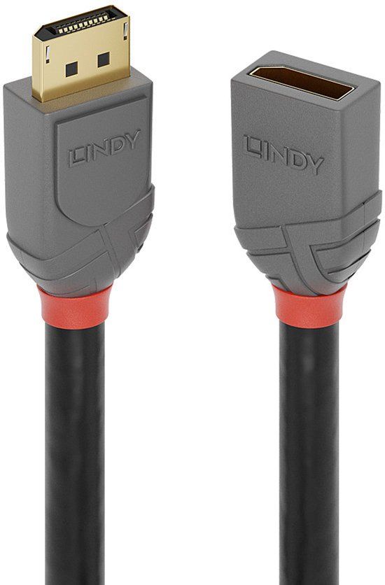 Lindy 36495 DisplayPort-kabel DisplayPort Verlengkabel DisplayPort-stekker, DisplayPort-bus 0.50 m Antraciet, Zwart, Rood