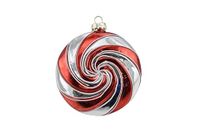 Nataluna L. Glazen bol, spiraal, zilver/rood, 10 cm