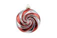 Nataluna L. Glazen bol, spiraal, zilver/rood, 10 cm