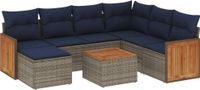 vidaXL 8-delige tuinbankset met kussens, grijs, polyrotan