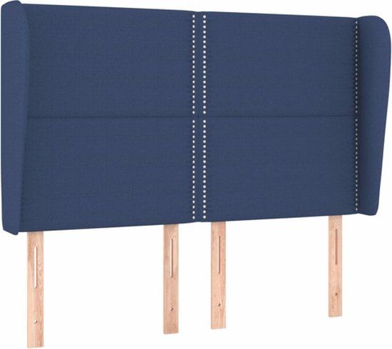 vidaXL Hoofdbord - Stof - Blauw - 147x23x118/128 cm