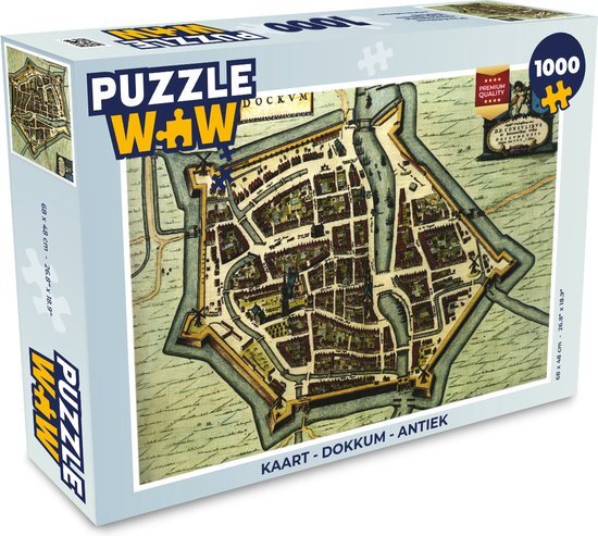 MuchoWow Puzzel Kaart - Dokkum - Antiek - Legpuzzel - Puzzel 1000 stukjes volwassenen