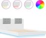 vidaXL Bedframe met hoofdbord en LED-verlichting, wit, 140x200 cm