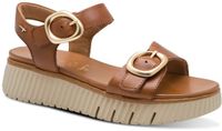 Tamaris WIDE FIT Dames Sandaal 8-88721-44 327 Cognac Leer Plateau Klittenband