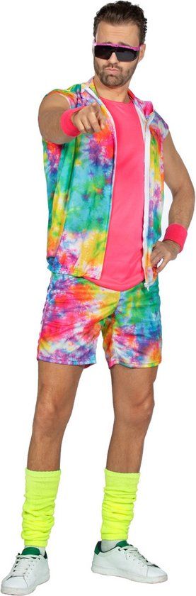 Coppens Aerobic Party Outfit Tie Dye Neon Heren - Maat XL