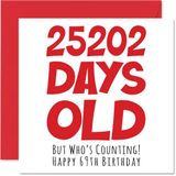 69e Stuff4 69e verjaardagskaart voor mannen en vrouwen, 25.202 dagen, grappige verjaardagskaart voor volwassenen, voor broer, zus, opa, mama, papa, 145 mm x 145 mm