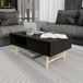 Hanah Home Stijlvolle zwarte koffietafel, 90 x 54 x 39,6 cm, 100% melamine gecoat chipbord en metaal, modern design voor woonkamer en kantoor