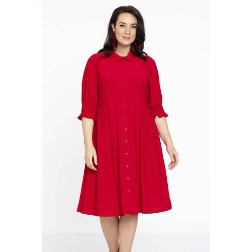 YOEK blousejurk DOLCE van travelstof rood