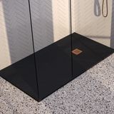 Brauer Asteroid Douchebak - 100 x 160 cm - Mineraalmarmer - Mat Zwart - Antislip - Antibacterieel