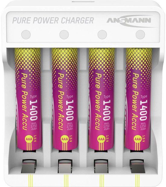 Ansmann Pure Power Set 4× Micro AAA Akkus und Lademodul Oplaadbare AAA batterij (potlood) Li-ion 1250 mAh 1.5 V