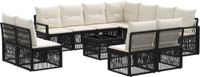 vidaXL Tuinbank Set 12-delig Zwart Polyrattan