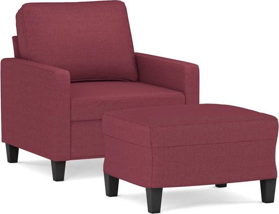 vidaXL Fauteuil met voetenbank stof wijnrood