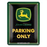 Nostalgic-Art John Deere Retro bord, 15 x 20 cm, Parking Only, cadeau-idee voor tractorfans, officieel gelicentieerd product (OLP), metaal, vintage design
