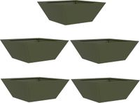 vidaXL Plantenbak - 5 stuks - Olijfgroen - 40 x 40 x 15 cm - Koudgewalst staal