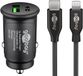 Goobay 72166 Compacte autolader, 27 W, USB-C-verdeler, 12 V, USB C Power Delivery, snel opladen, incl. Lightning-kabel
