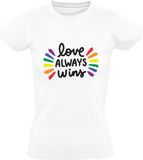 Sol's Love Always Wins Dames T-shirt - Wit - 4XL - LHBTI - Regenboog - Katoen