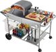 VEVOR Outdoor Grillwagen 925x595x25 MM (Tafelbladformaat), Verrijdbare Grilltafel met 4 Kruidenbakjes, Wielen, Deksels en Haken, Grillvoorbereidingstafel/Serveerwagen voor Picknick, Keuken en Tuin