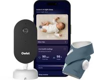Owlet Dream Duo™ Babyfoon met Camera HD en Baby Monitor met alarm - Meet Hartslag, Zuurstof & Slaapcyclus van 0 tot 18 maand - Medisch gecertificeerde Babyphone - Bedtime Blue