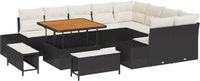 vidaXL Tuinbank Set Zwart Poly Rattan