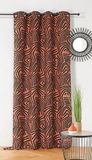 LINDER - Gordijn van stoffen Upcyclé – geweven en geverfd in Frankrijk – Etnische stijl – afwerking met oogjes – kleur: oranje terracotta & zwart – afmetingen 140 x 260 cm – collectie Nairobi