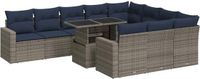 vidaXL 11-delige Loungeset met Kussens Poly Rattan Acacia Grijs