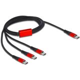 Delock 86713 USB-laadkabel USB 2.0 USB-C stekker, USB-C stekker, USB-C stekker, USB-C stekker 1.00 m Zwart, Rood