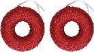 Decoris Kaemingk B.V. 6x Kersthangers figuurtjes kerst rode donut met kraaltjes 10 cm