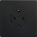 SIMON - Clean Schuko inbouwstopcontact mat zwart, serie Simon 270, 250V, 10A, platte en dunne wandstekker, eenvoudig te installeren, incl. frame, deksel en mechanisme, matzwart