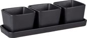 Bol Schaaltjes - 4 stuks kleine snackkommetjes, op een hoogwaardig keramisch dienblad met 3 × 300 ml kommetjes. Ideaal voor tapas, snacks & fingerfood. Afmetingen: 30 × 10 × 8 cm, kleur: noir