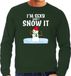 Bellatio Decorations Foute humor Kersttrui - sexy sneeuwpop - Kerst sweater - groen - heren - kerstborrel S