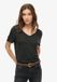 Superdry Studios Slub T-shirt met V-hals en borduursel - Dames - Zwart - Maat UK10/EU38