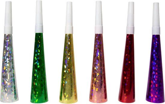 Folat Party Products Holografische Toeters Meerkleurig - 6 stuks