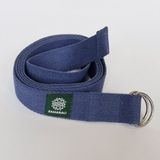 Samarali Yogariem van 100% Biologisch Katoen – 240 cm x 4 cm – Niet-Elastische Yoga Strap met RVS D-Ring – GOTS Gecertificeerd – Voor Yoga, Pilates & Stretching – Denim Blauw